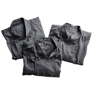 Lot of 3 Chef Works Long Sleeved‎ Chef Coat Double-Breasted Gray Womens M NEW